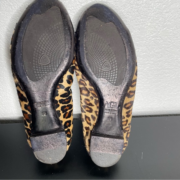 AGL Animal Print Calf Hair Cap Toe Flats 38 - Picture 8 of 8